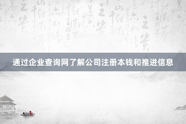 通过企业查询网了解公司注册本钱和推进信息